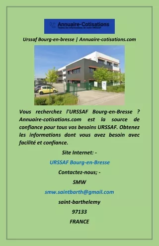 Urssaf Bourg-en-bresse  Annuaire-cotisations