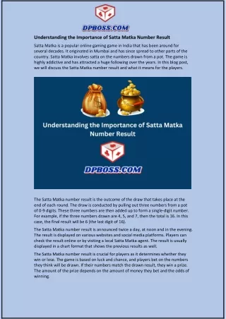 Understanding the Importance of Satta Matka Number Result