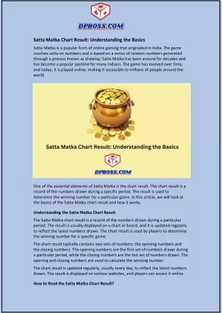 Satta Matka Chart Result: Understanding the Basics