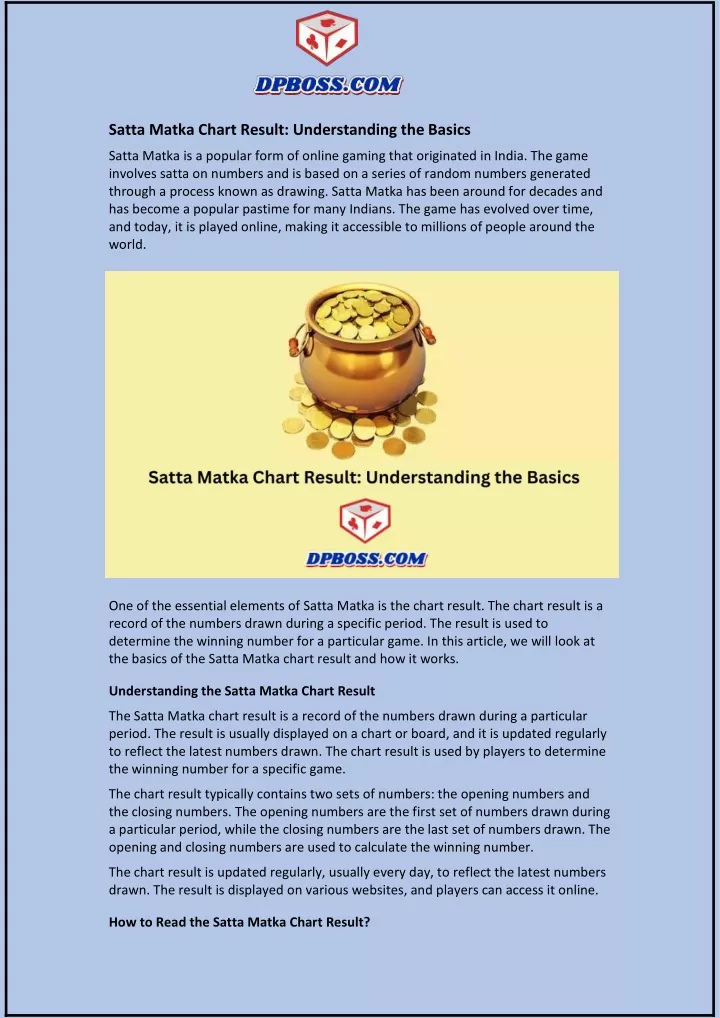 satta matka chart result understanding the basics