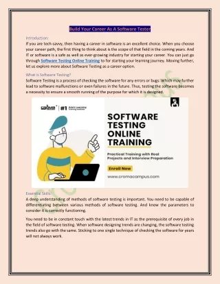 Build Your Career As A Software Tester