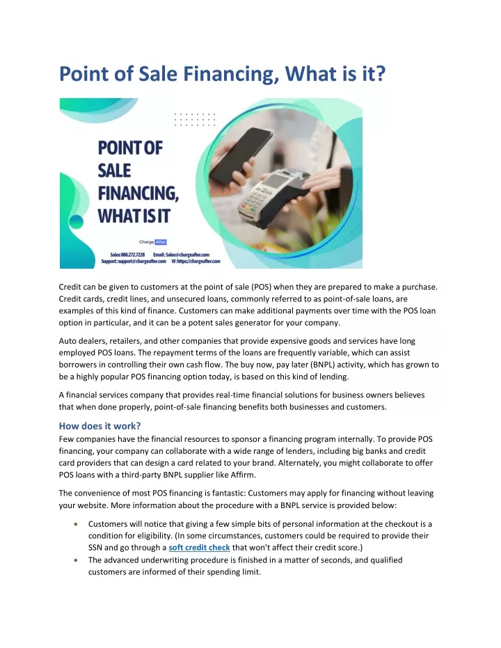 point of sale financing what is it