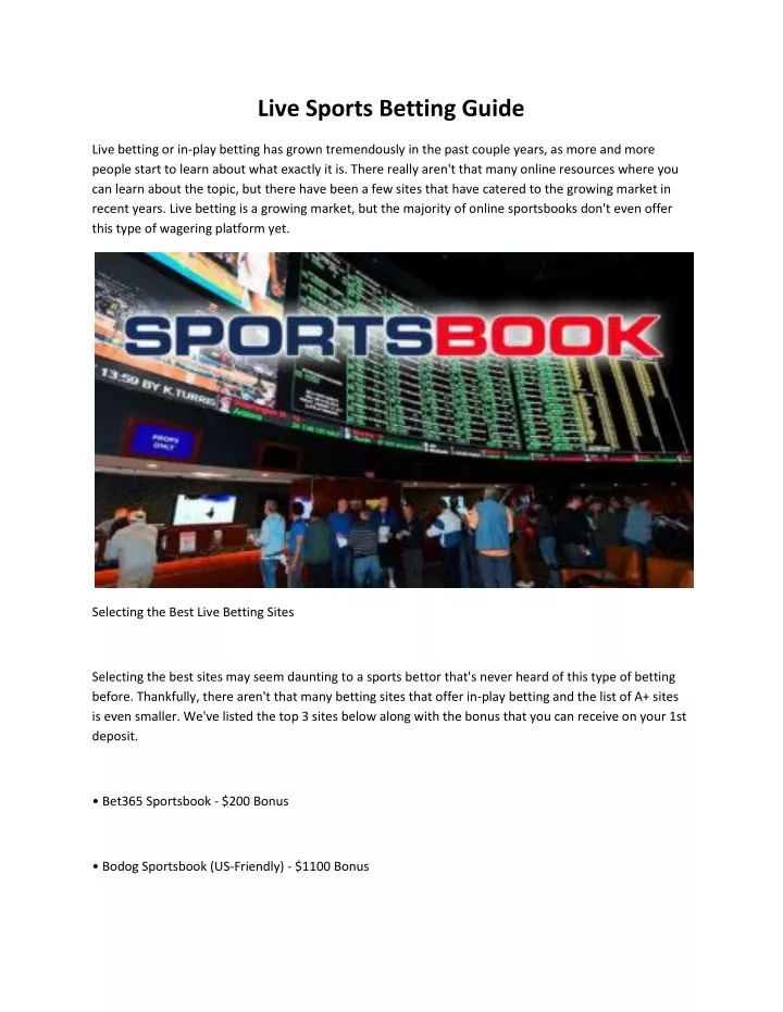 live sports betting guide