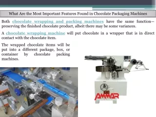 Essential Components of Chocolate Packaging Machines for Optimal Production
