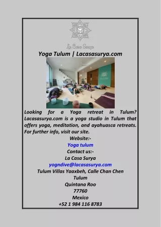 Yoga Tulum  Lacasasurya.com