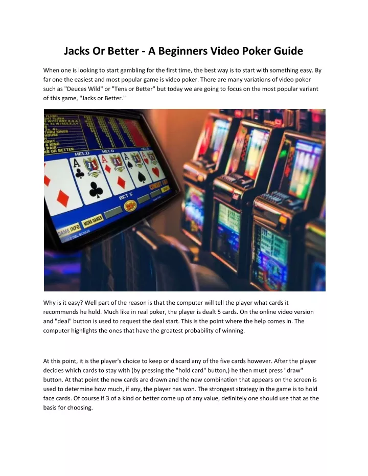 jacks or better a beginners video poker guide