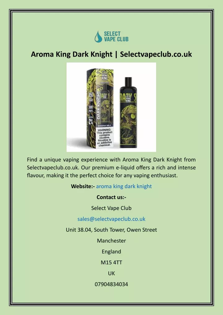 aroma king dark knight selectvapeclub co uk