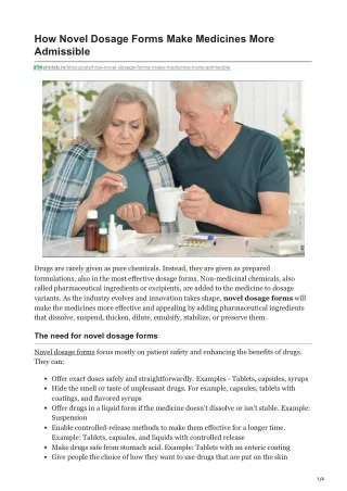 how novel dosage forms make medicines more
