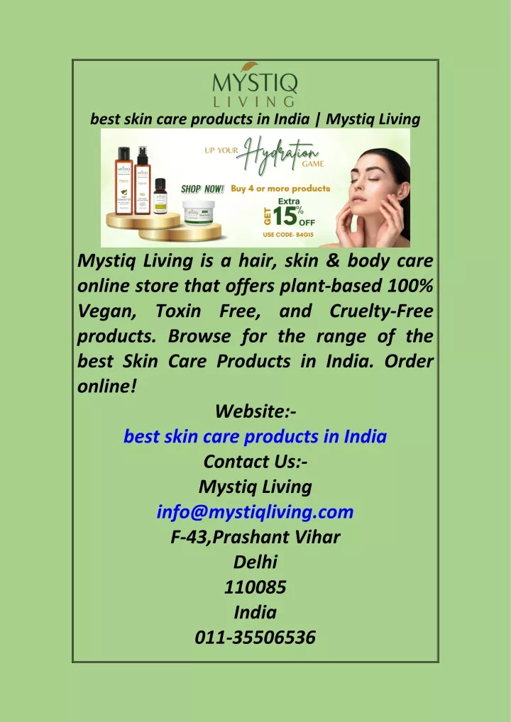 best skin care products in india mystiq living