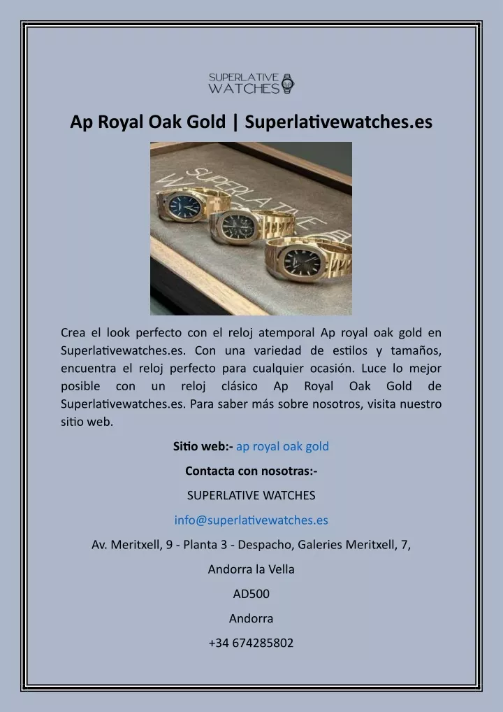 ap royal oak gold superlativewatches es
