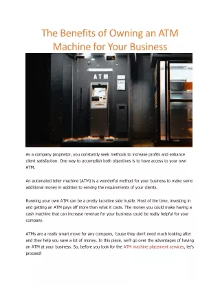 the benefits of owning an atm machine for your