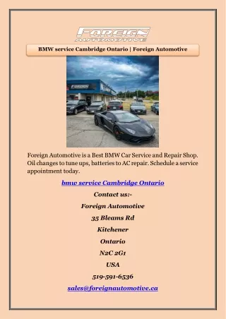 BMW service Cambridge Ontario | Foreign Automotive