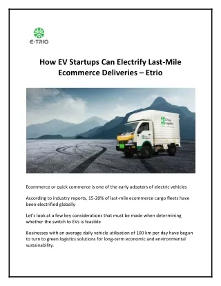 Commercial Electric Vehicle - Etrio
