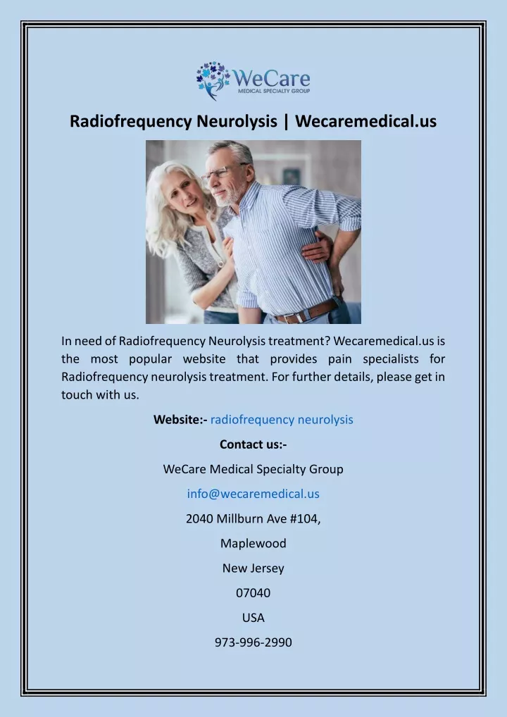 radiofrequency neurolysis wecaremedical us