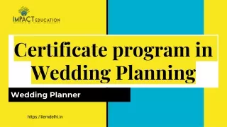 Certificate program in Wedding Planning