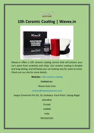 10h Ceramic Coating  Wavex.in