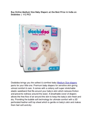 Buy Online Medium Size Baby Diapers at the Best Price in India on Doobidoo