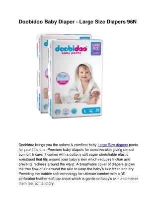 Buy Doobidoo Large size diapers online At Best price in india