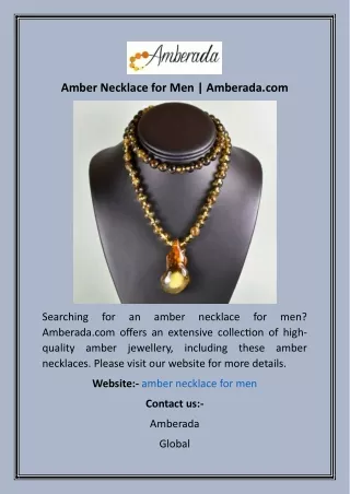 Amber Necklace for Men  Amberada