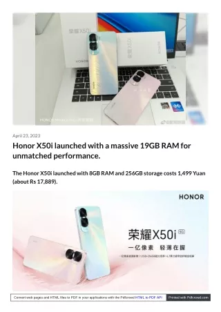 Honor X50i launched with a massive 19GB