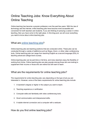 Online Teaching Jobs: Know Everything About Online Teaching