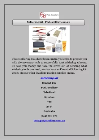 Soldering Kit | Podjewellery.com.au