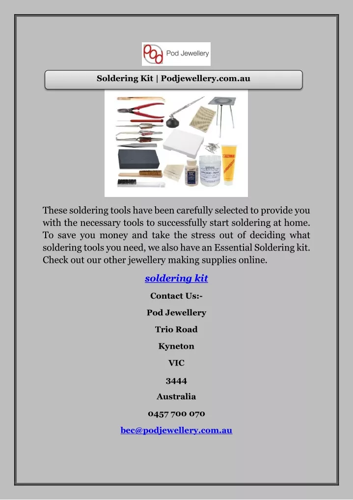 soldering kit podjewellery com au