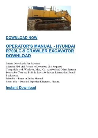 OPERATOR'S MANUAL - HYUNDAI R700LC-9 CRAWLER EXCAVATOR DOWNLOAD