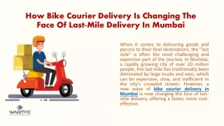Bike Courier Delivery In Mumbai