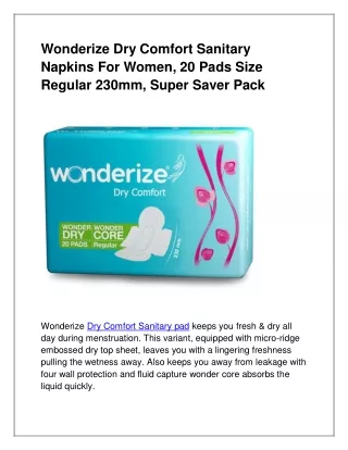 Wonderize Dry Comfort Sanitary Napkins For Women