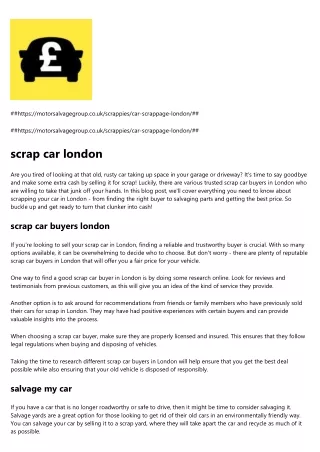 scrap car buyers london