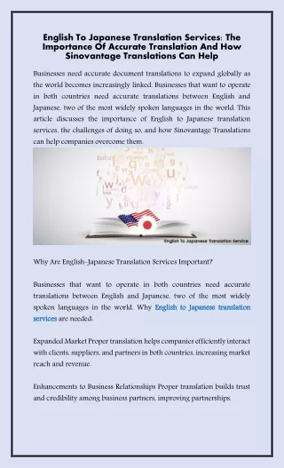 English to Japanese Translation service