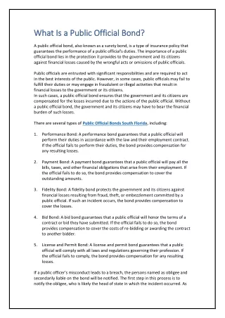 what is what is a a publ a public official bond