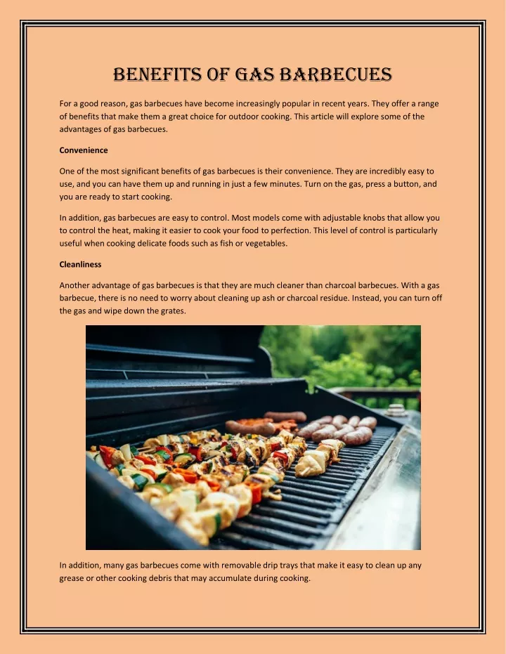 benefits of gas barbecues