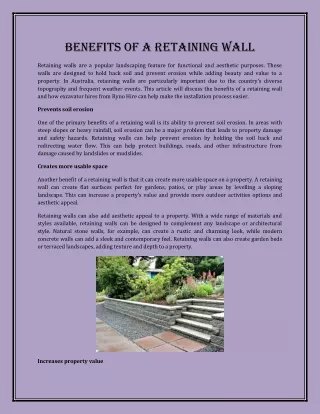 Benefits Of A Retaining Wall