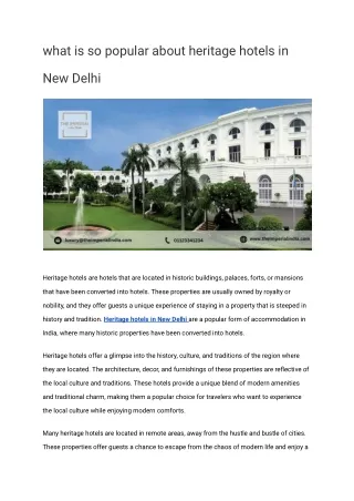 what is so popular about heritage hotels in New Delhi