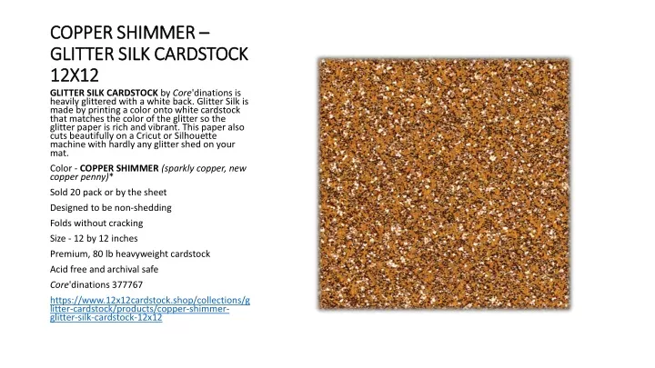 copper shimmer glitter silk cardstock 12x12