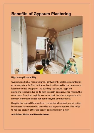 benefits of gypsum plastering