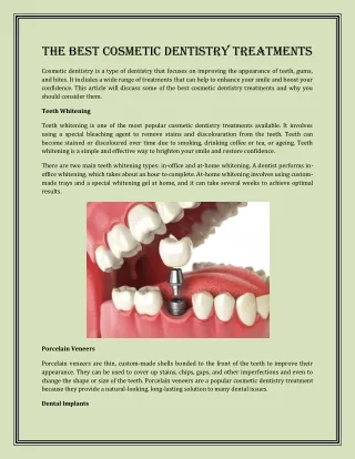 The Best Cosmetic Dentistry Treatments