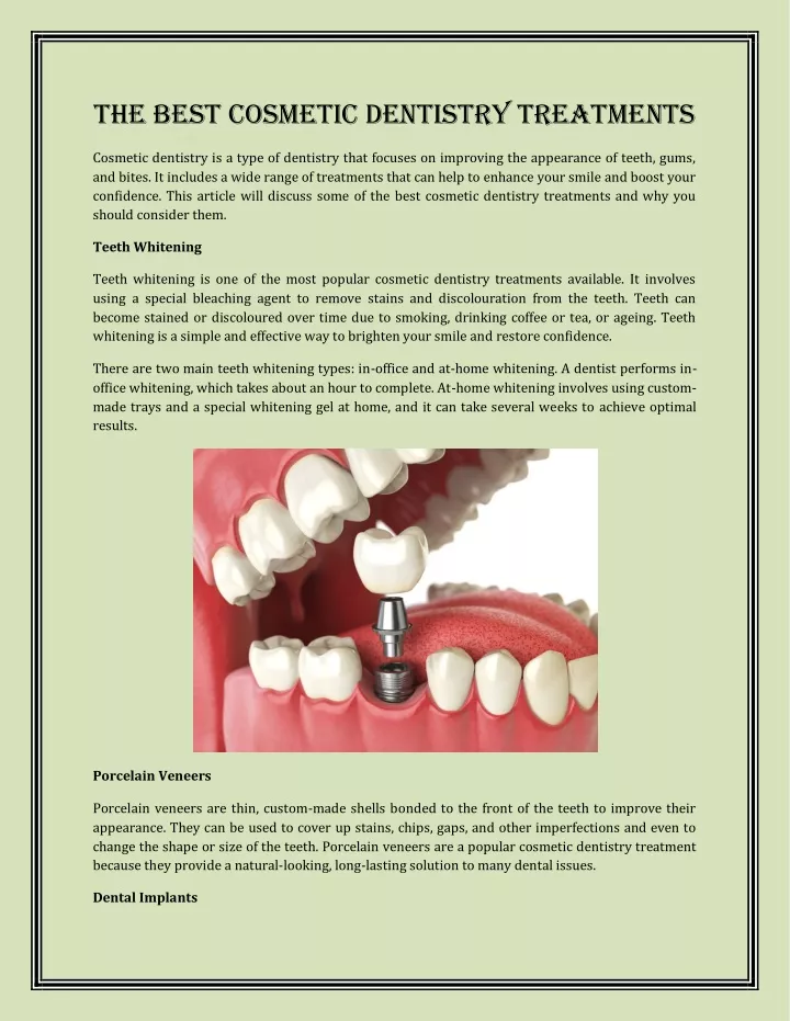 the best cosmetic dentistry treatments