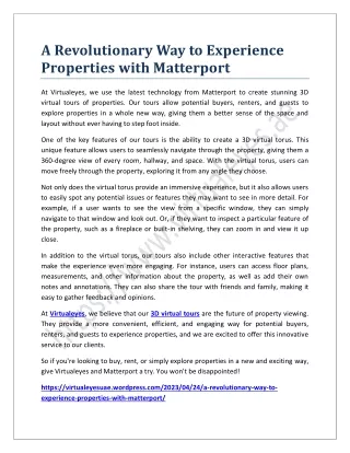 A Revolutionary Way to Experience Properties with Matterport