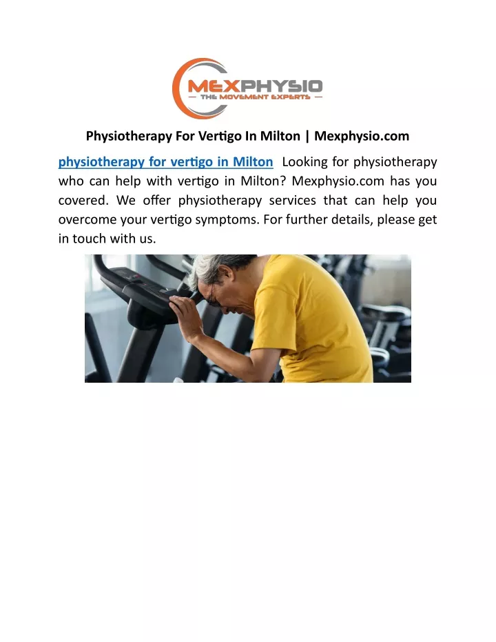 physiotherapy for vertigo in milton mexphysio com