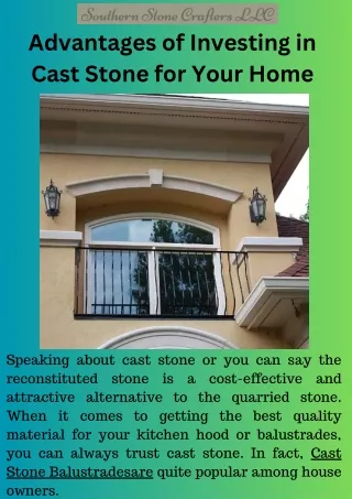 Advantages of Investing in Cast Stone for Your Home