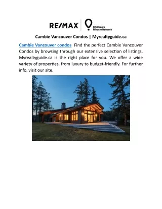 Cambie Vancouver Condos | Myrealtyguide.ca