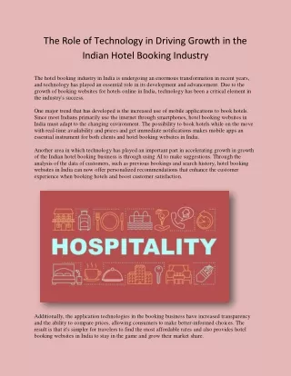 The Role of Technology in Driving Growth in the Indian Hotel Booking Industry
