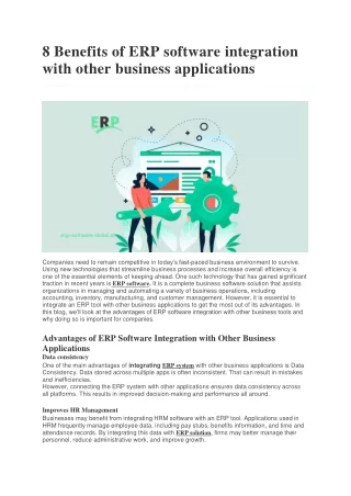 8 Benefits of ERP software integration with other business applications