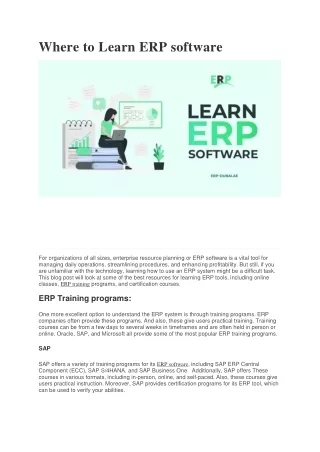 Where to Learn ERP software