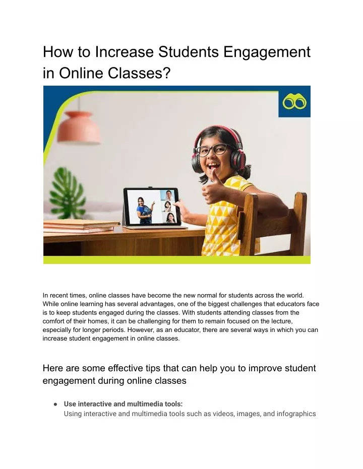 how to increase students engagement in online
