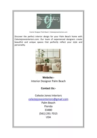 Interior Designer Palm Beach  Celestejonesinteriors com