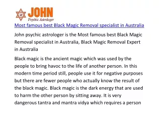 Most famous best Black Magic Removal specialist in Australia
